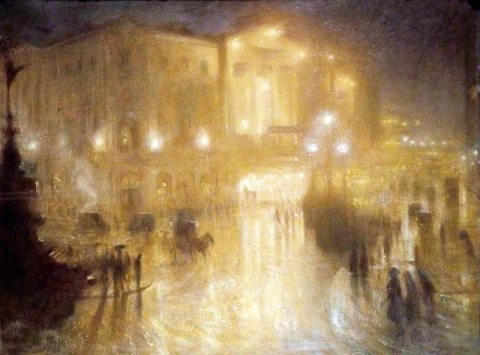 En våt natt på Piccadilly Circus 1910