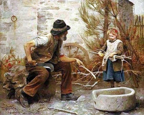 Ein Holzfäller und seine Tochter 1892
