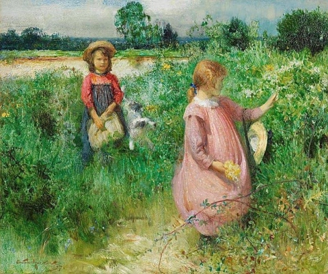Å plukke markblomster 1897