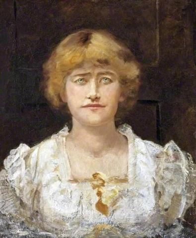 Um esboço de Ellen Terry em Halliford 1881