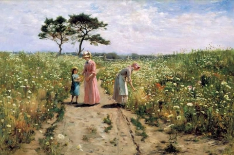 Een zomerdag bloemen plukken 1882