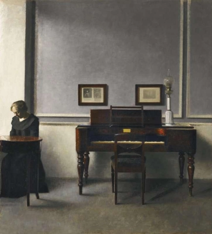 Ida in een interieur met piano 1901