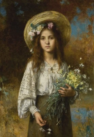 Flicka Med Blommor