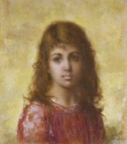 黄色の背景に対する若い女の子の肖像画