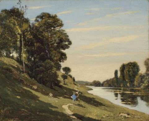 En figur på en stig vid en flod 1892