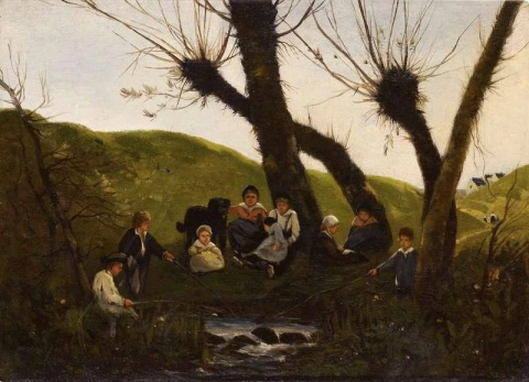 Children At The Bank Of A River