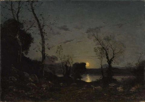 Un lago a la luz de la luna 1890