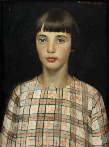 Muotokuva tytöstä ruudullisessa puserossa 1922