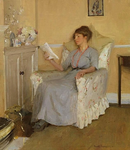 L'ora di svago - Ritratto della moglie dell'artista Gertrude Reading 1917