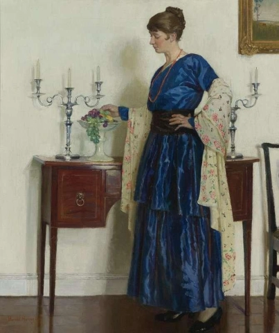 Donna accanto alla credenza Ritratto della moglie dell'artista Gertrude 1917