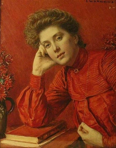 retrato de una mujer vestida de rojo