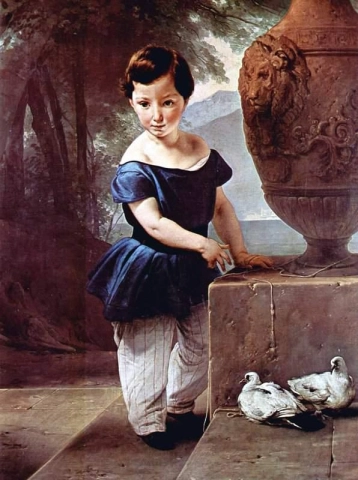 Porträtt av Don Giulio Vigoni som ett barn 1830