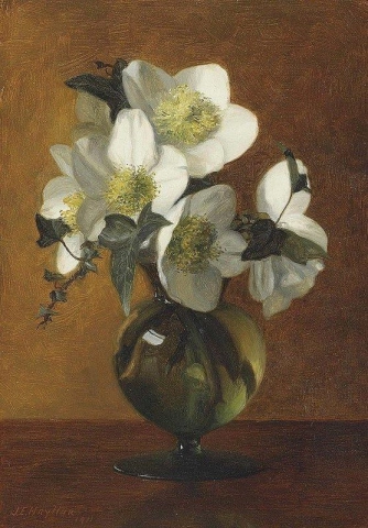 Christmas Roses In A Glass Vase 1911
