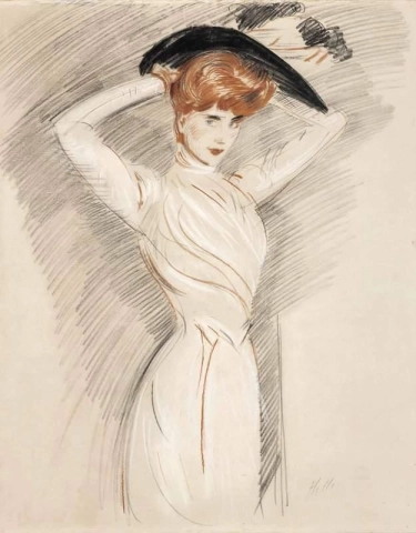 Eine elegante Dame, die einen Hut trägt
