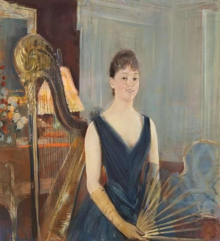 Zittende harpist L Fan ca. 1886