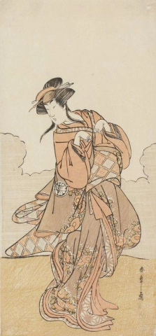 Onnagata-skådespelaren Segawa Kikunojo Iii utför en dans 1770