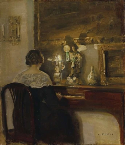 una dama tocando el piano