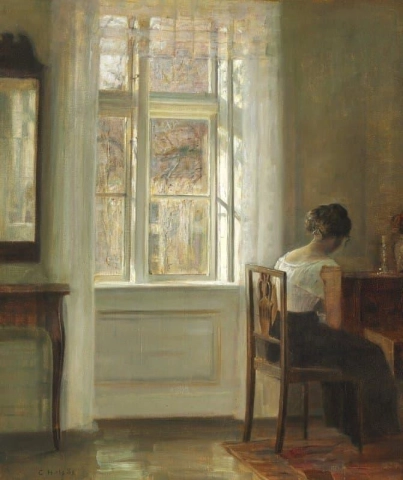 Interior con la esposa del pintor junto a la ventana.