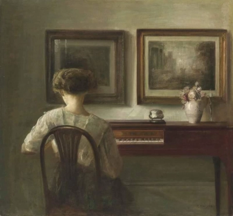 Young Lady At The Spinet Ca. 1900