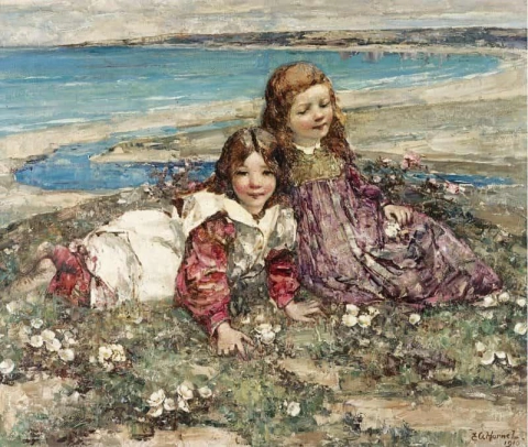 절벽 위의 두 어린 소녀 1910
