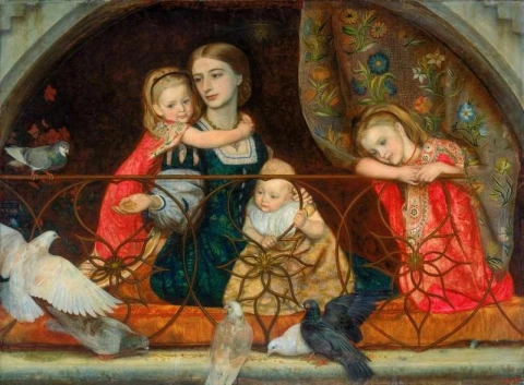 Portret van mevrouw Leathart en haar drie kinderen