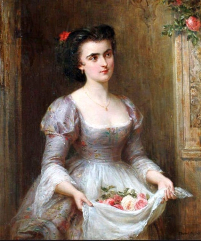 Lady som bär blommor 1875