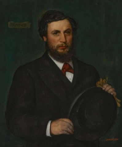 Robert Portrait Of Thomas Webb Holding A Black Hat 1876