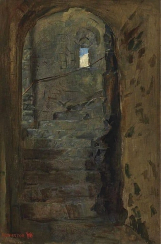 Una escalera en el castillo de Rochester Kent