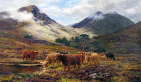 Bestiame in un paesaggio dell'altopiano 1911