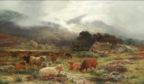 Highland Cattle At The Croft 1900