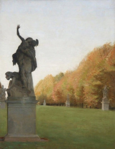 弗雷登斯堡宫花园及其雕像，约翰内斯·维德韦尔特 (Johannes Wiedewelt) 创作，1895 年