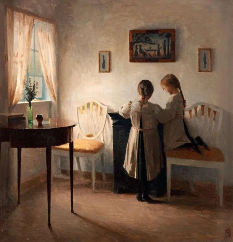 Interior com duas meninas
