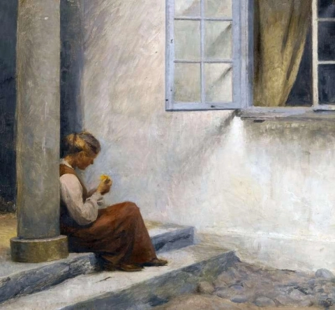 En el porche Liselund 1917