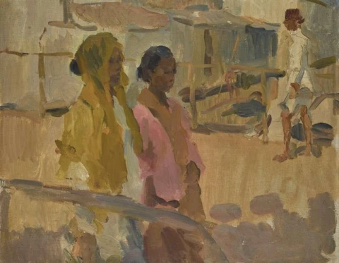 1922년 바타비아 네덜란드 동인도 제도의 다리 위의 소녀들
