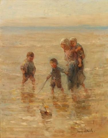 Kinder der Zee Kinder spielen in der Brandung