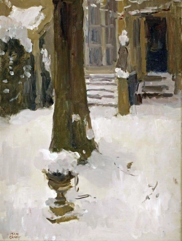 Der Garten des Künstlers an der Koninginnegracht im Winter Den Haag ca. 1915