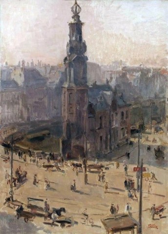Вид на Мунттауэр, Амстердам, 1918 год.