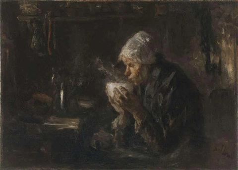 Frau trinkt Kaffee 1902