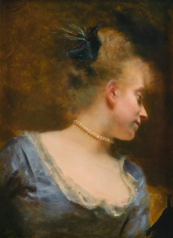 Ein Porträt eines jungen Mädchens mit Perlenkette