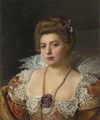 真珠を身に着けている女性の肖像
