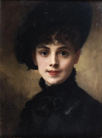 黒い帽子をかぶった女性の肖像画