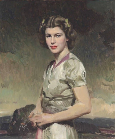 Retrato de uma jovem com um vestido cinza