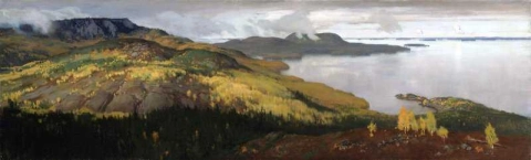 Paesaggio autunnale del lago Pielisjarvi