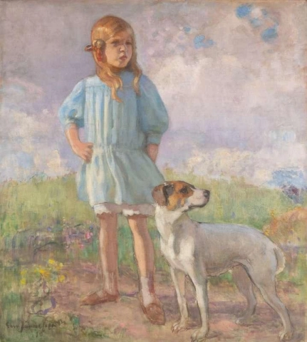 Flicka Med En Hund