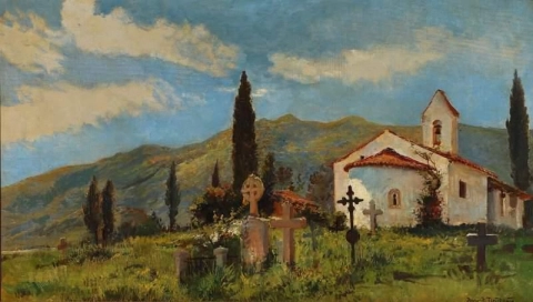 Ein Blick von einem italienischen Kirchhof