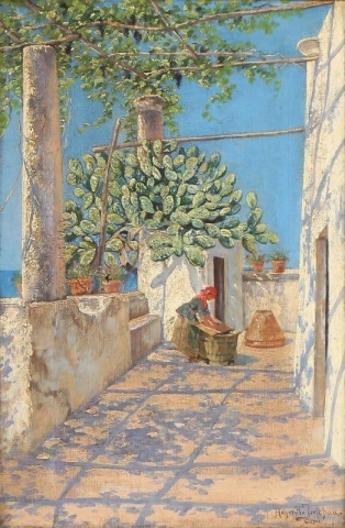 A Woman In A Pergola