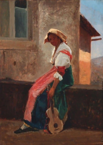 En italiensk kvinne med en gitar