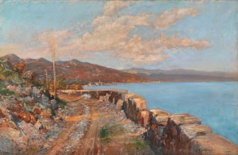 Küstenblick von Medveja in Lovran Kroatien 1889