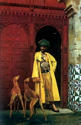 Um árabe e seus cães
