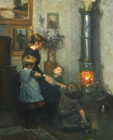 幼い子供たちに物語を語る母親 1892